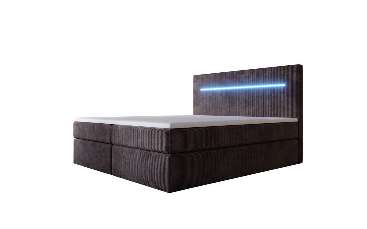 Boxspringbett Sejour mit LED u. Stauraum in Cord