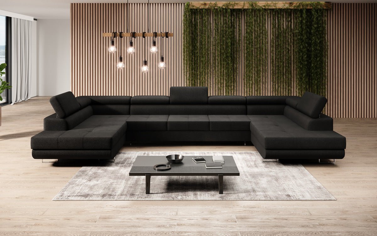 Designer Sofa Taormina mit Schlaf- und Klappfunktion in Bouclé