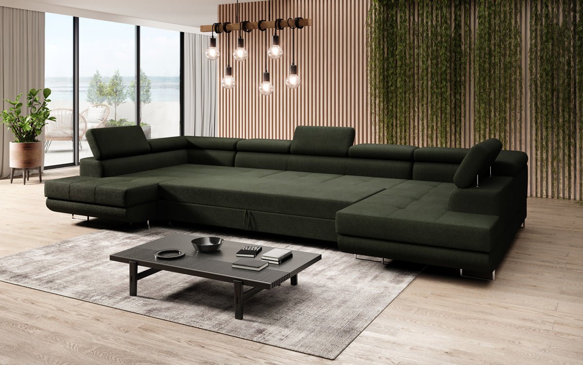 Designer Sofa Taormina mit Schlaf- und Klappfunktion in Bouclé