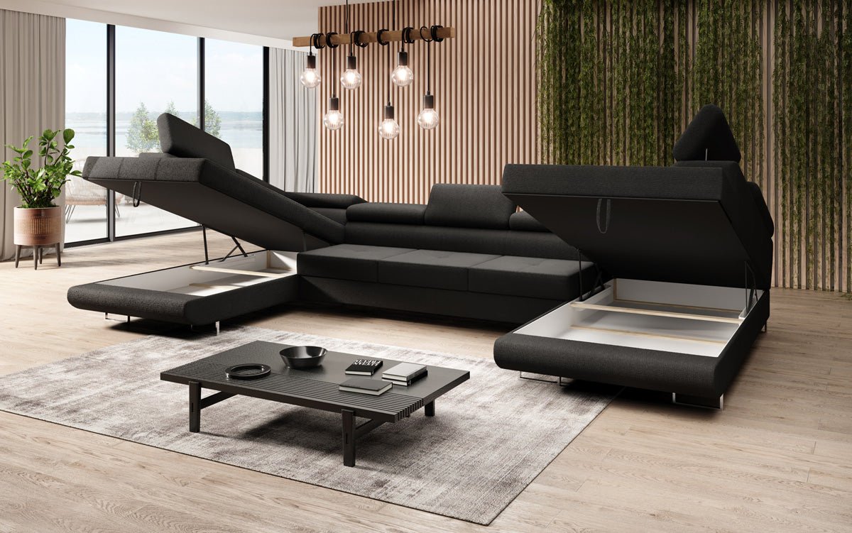 Designer Sofa Taormina mit Schlaf- und Klappfunktion in Bouclé