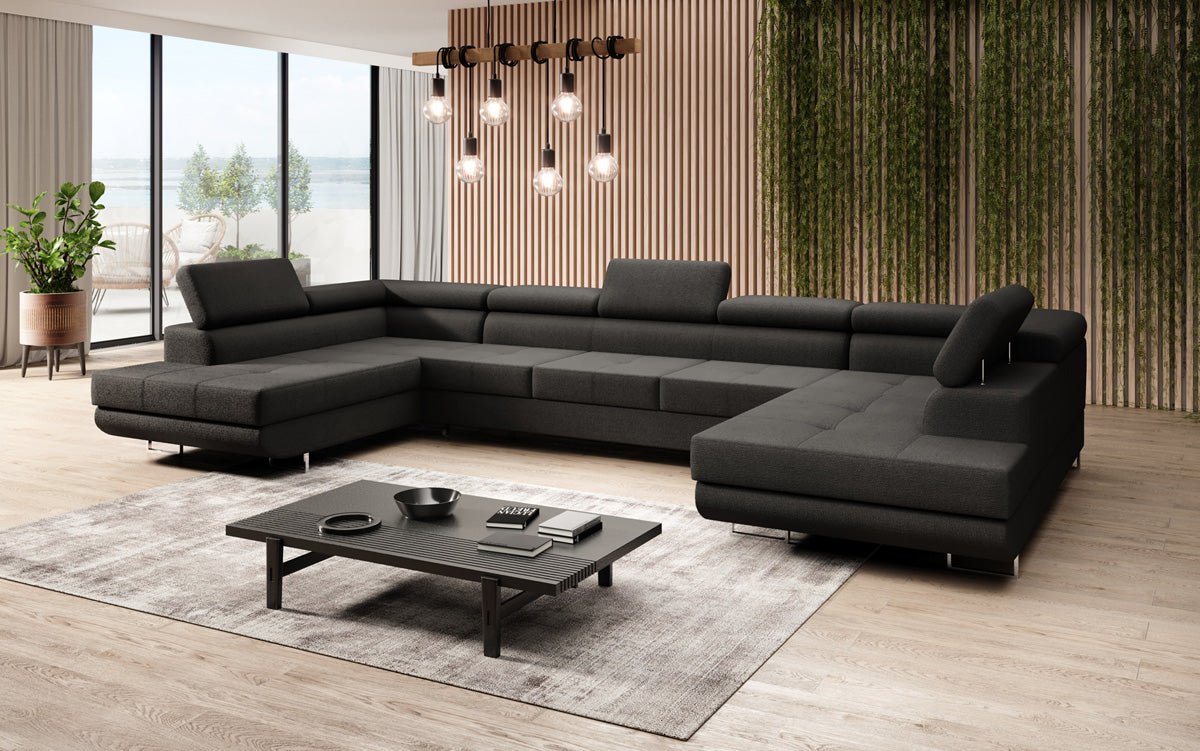 Designer Sofa Taormina mit Schlaf- und Klappfunktion in Bouclé