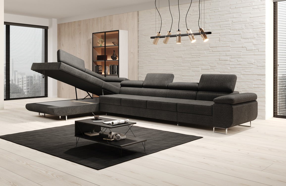 Designer Sofa Maxi mit Schlaf - und Klappfunktion in Bouclé