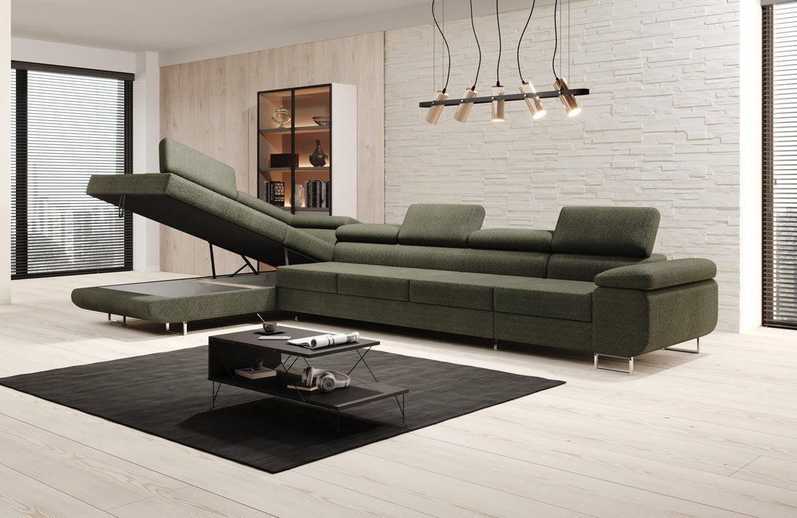 Designer Sofa Maxi mit Schlaf - und Klappfunktion in Bouclé