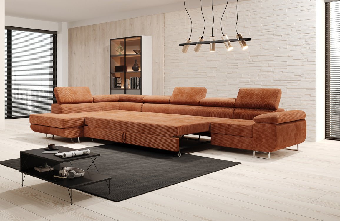 Designer Sofa Maxi mit Schlaf - und Klappfunktion in Cord