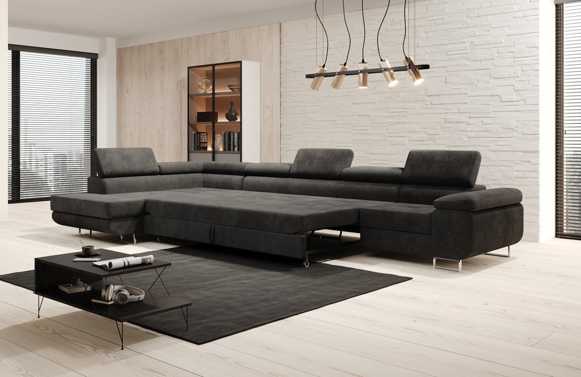 Designer Sofa Maxi mit Schlaf - und Klappfunktion in Cord