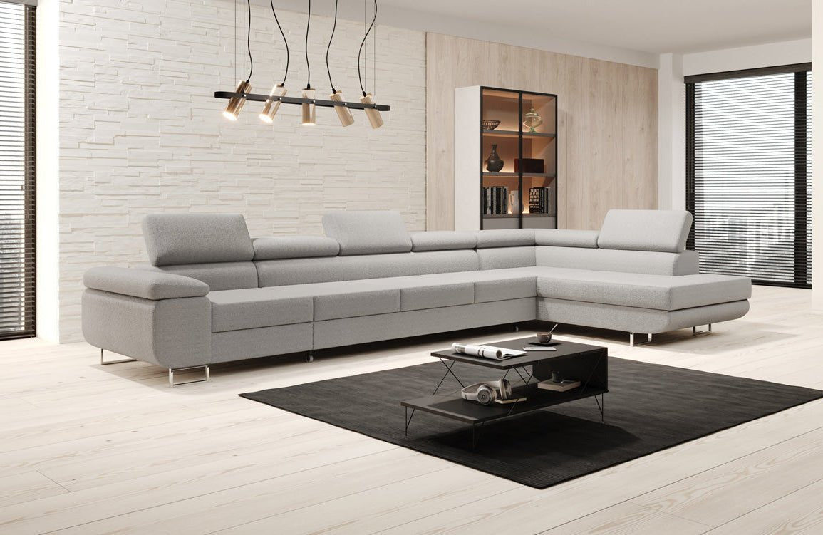 Designer Sofa Maxi mit Schlaf - und Klappfunktion in Bouclé