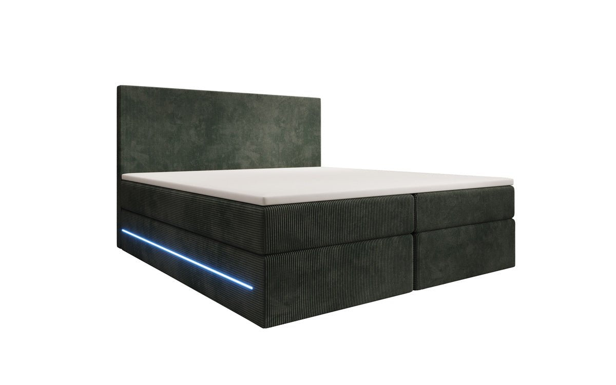 Boxspringbett Voyage mit LED u. Stauraum in Cord