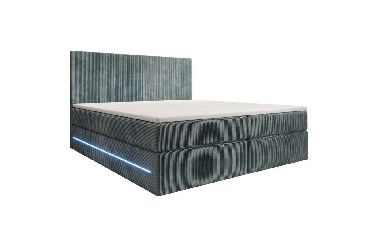 Boxspringbett Voyage mit LED u. Stauraum in Cord