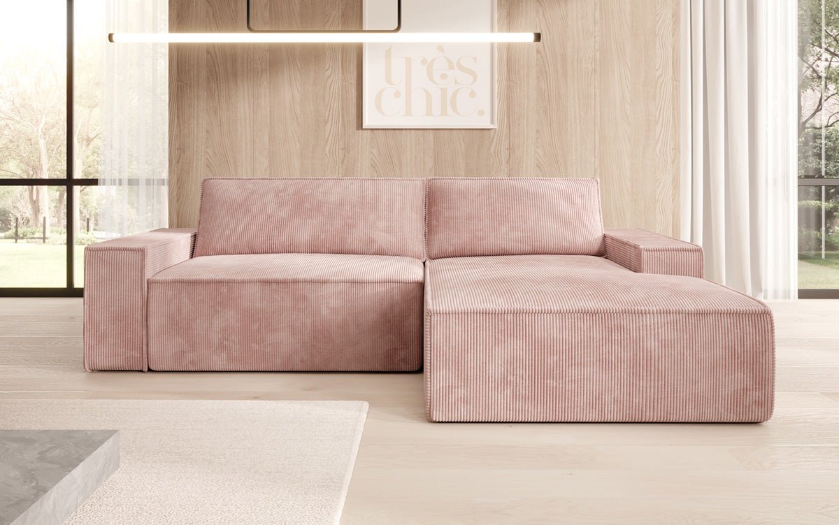 Designer Sofa Corino in Cord mit Schlaf- und Klappfunktion