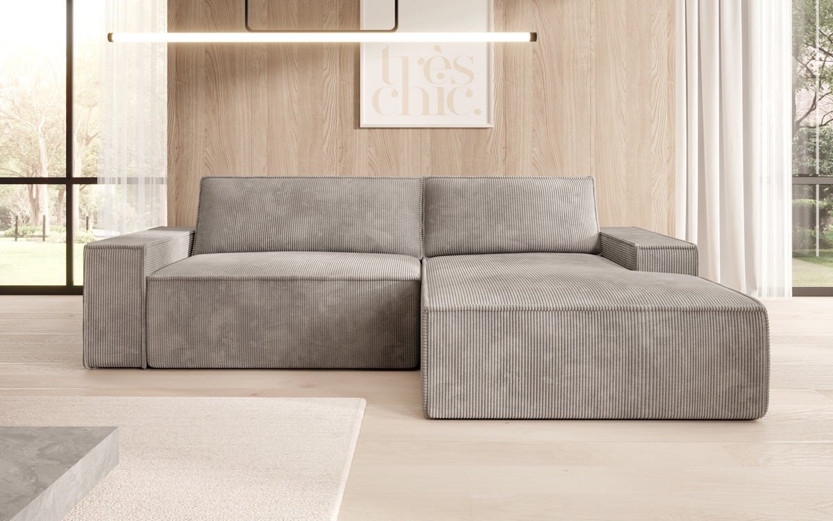 Designer Sofa Corino in Cord mit Schlaf- und Klappfunktion