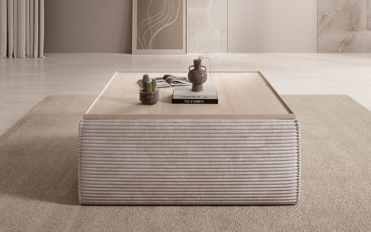 Beistellhocker/Couchtisch Lesley mit Stauraum in Cord