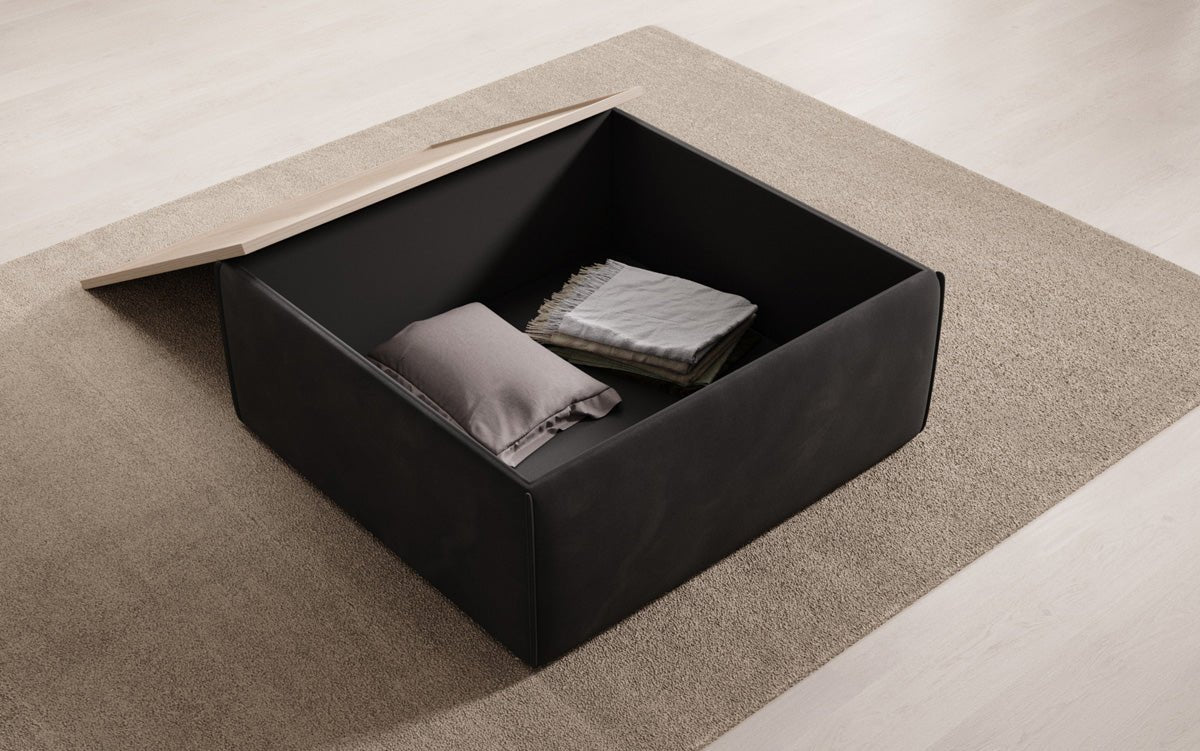 Beistellhocker/Couchtisch Lesley mit Stauraum in Samt
