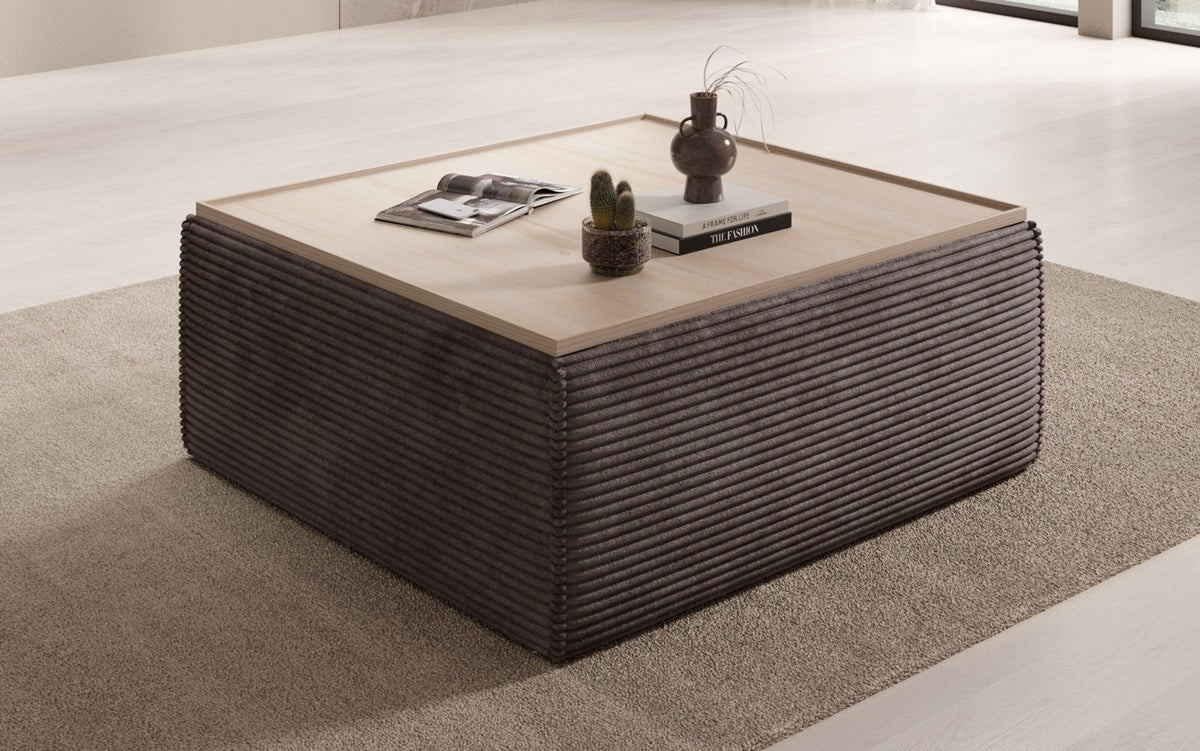 Beistellhocker/Couchtisch Lesley mit Stauraum in Cord