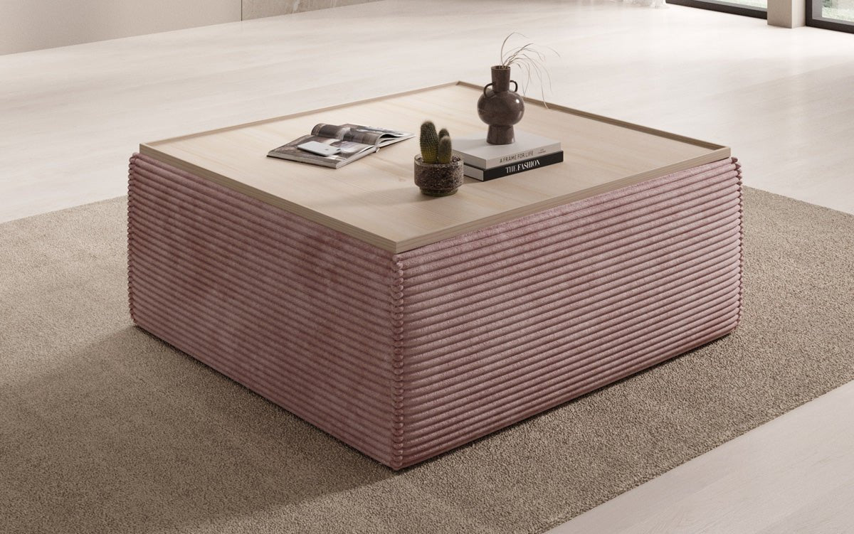 Beistellhocker/Couchtisch Lesley mit Stauraum in Cord