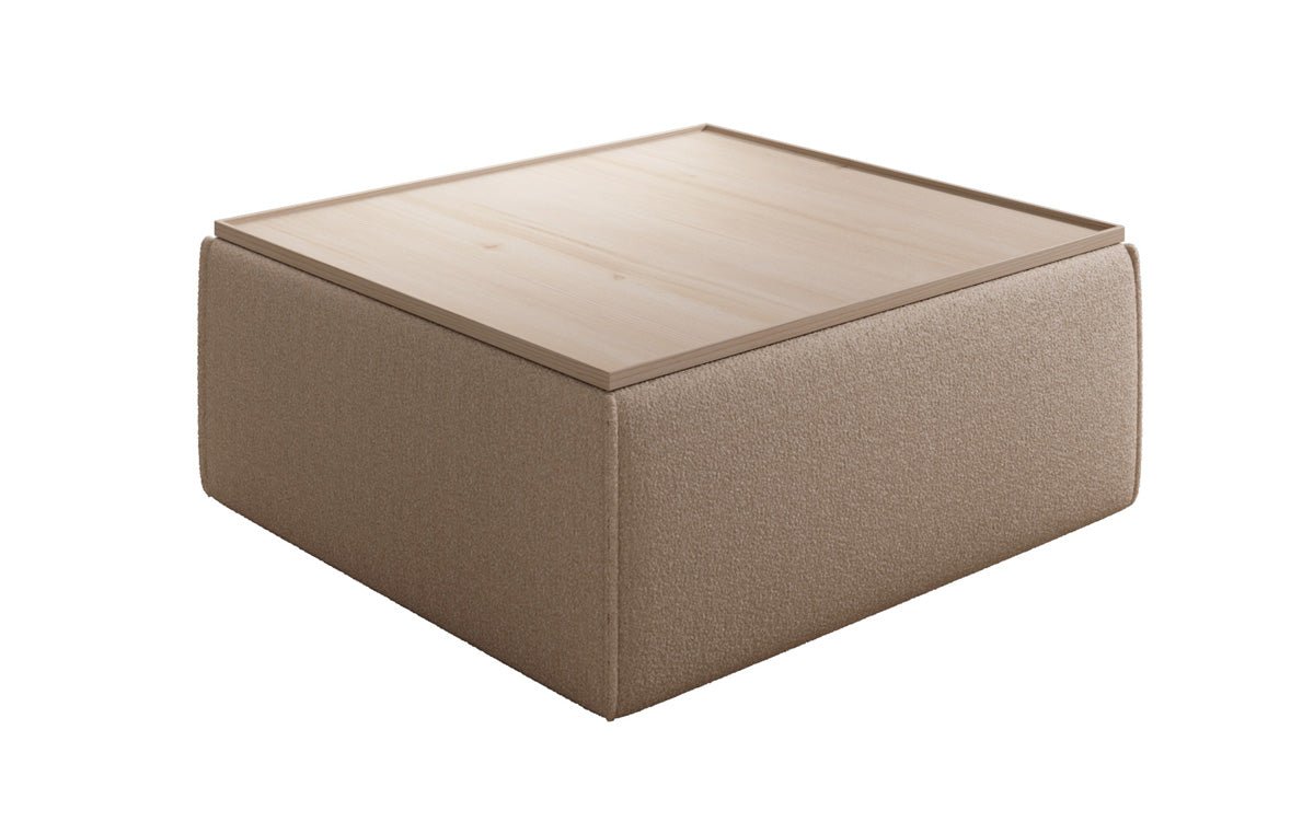 Beistellhocker/Couchtisch Lesley mit Stauraum in Bouclé