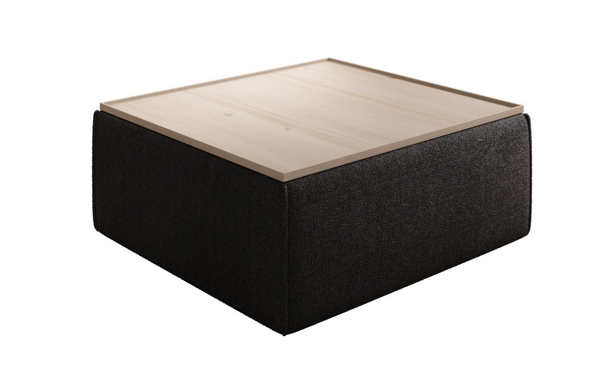 Beistellhocker/Couchtisch Lesley mit Stauraum in Bouclé