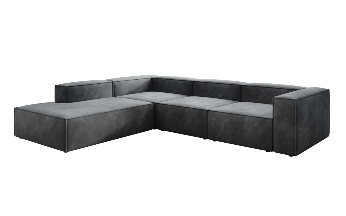 Designer Sofa Lesley L mit langer Ottomane in Samt