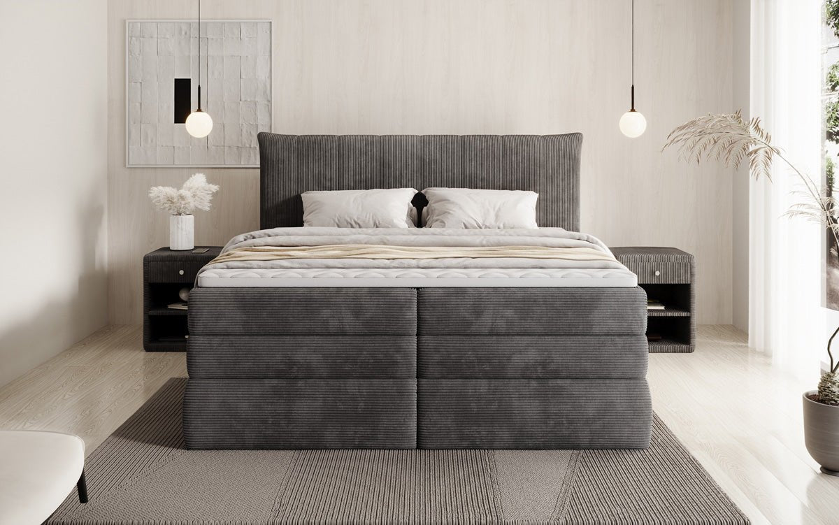 Boxspringbett Stella mit Stauraum in Cord