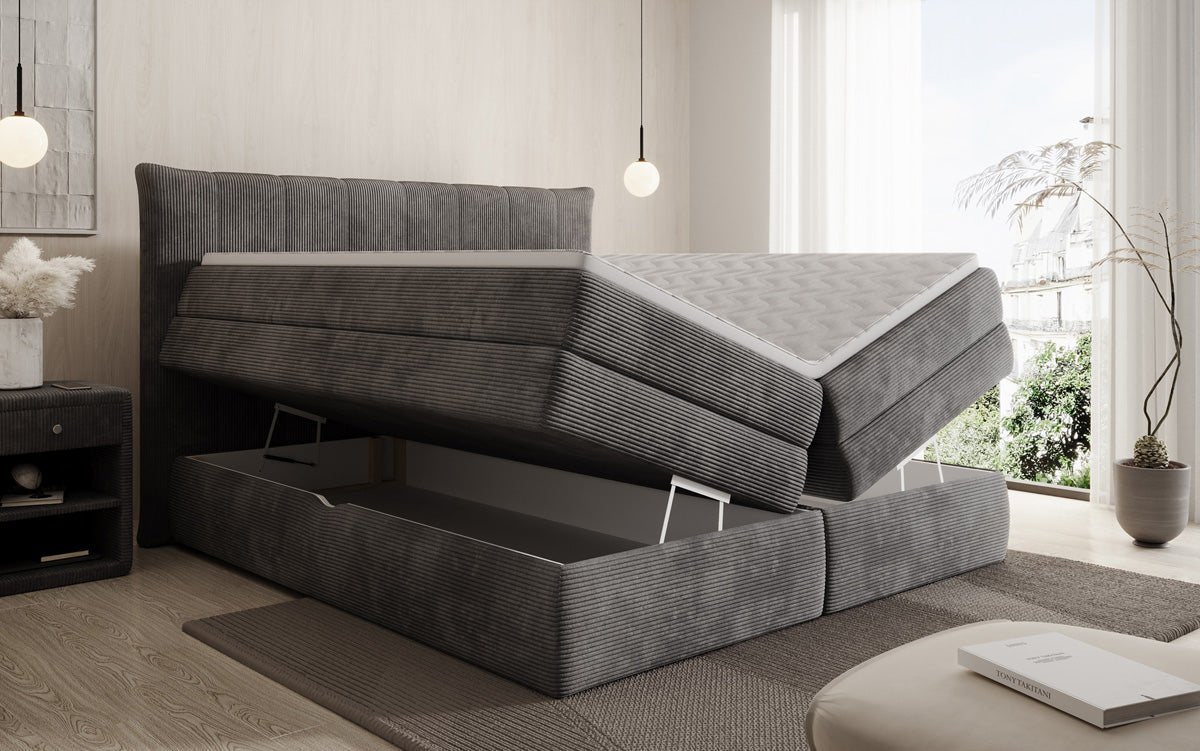 Boxspringbett Stella mit Stauraum in Cord