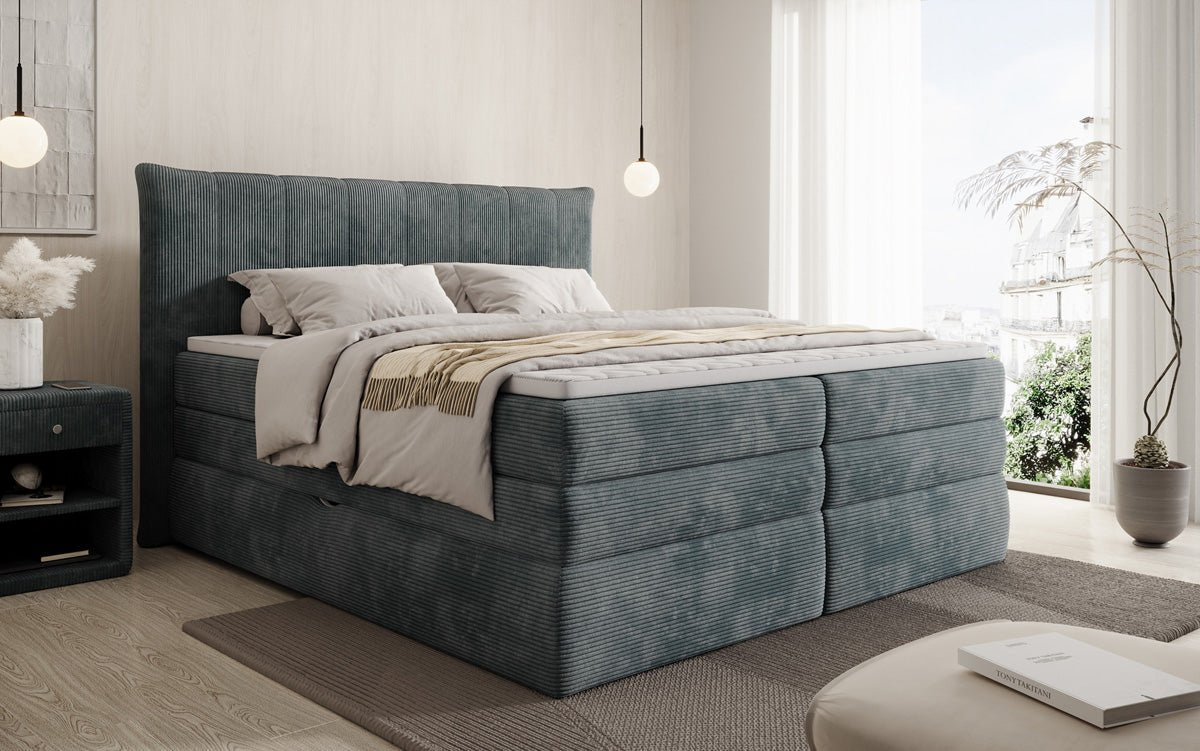Boxspringbett Stella mit Stauraum in Cord