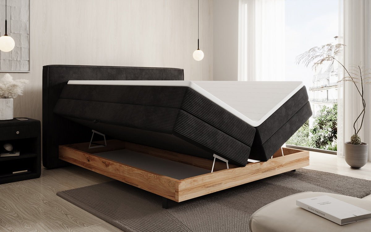 Holzbett/Boxspringbett Nero mit Stauraum in Cord