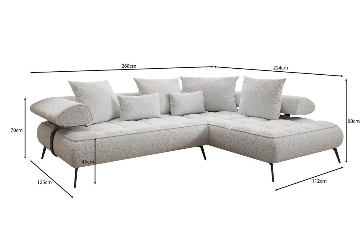 Designer Sofa Sydney L Bouclé mit elektrischer Schlaffunktion