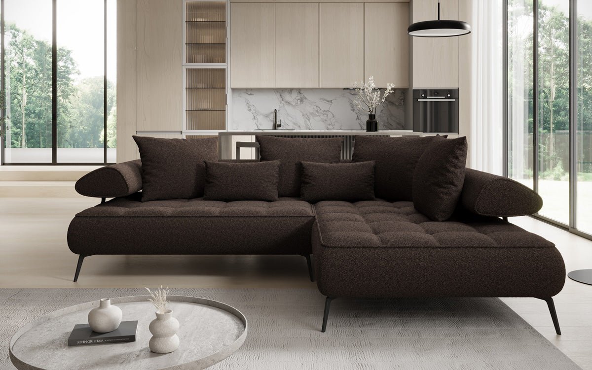 Designer Sofa Sydney L Bouclé mit elektrischer Schlaffunktion