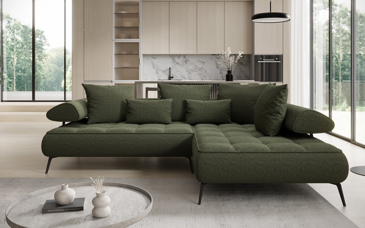 Designer Sofa Sydney L Bouclé mit elektrischer Schlaffunktion