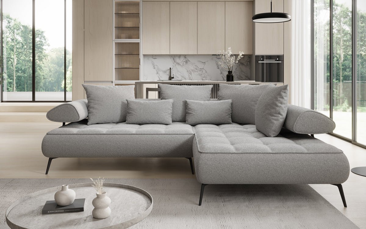 Designer Sofa Sydney L Bouclé mit elektrischer Schlaffunktion