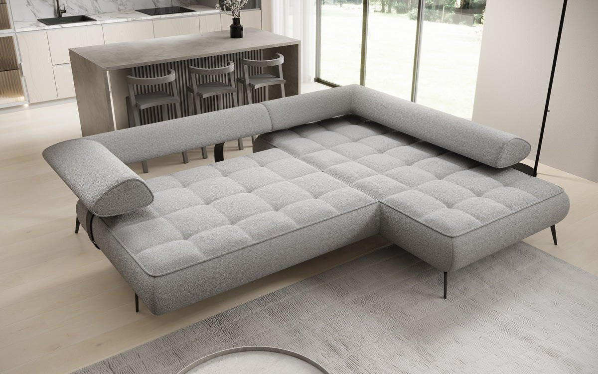 Designer Sofa Sydney L Bouclé mit elektrischer Schlaffunktion