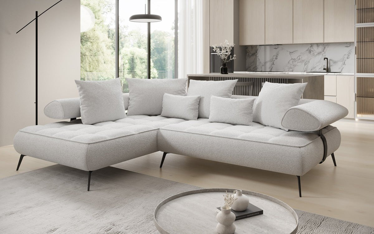 Designer Sofa Sydney L Bouclé mit elektrischer Schlaffunktion