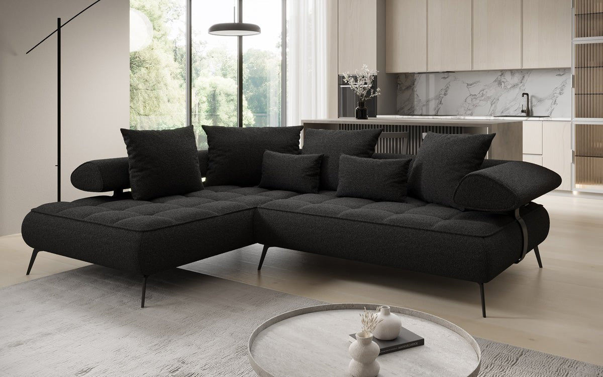 Designer Sofa Sydney L Bouclé mit elektrischer Schlaffunktion