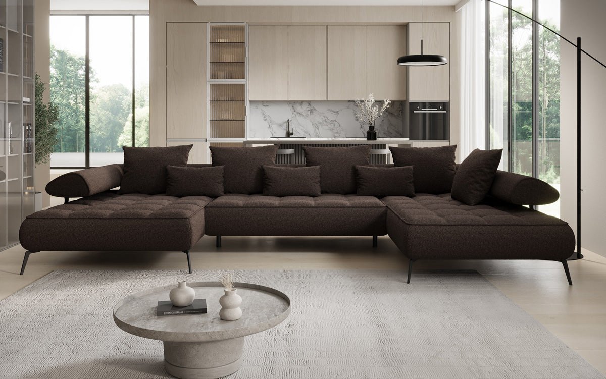 Designer U Sofa Sydney Bouclé with electric sleeping function