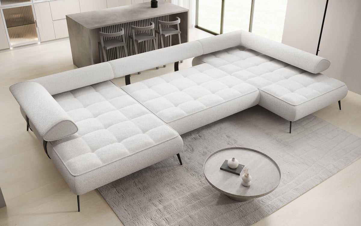 Designer U Sofa Sydney Bouclé with electric sleeping function