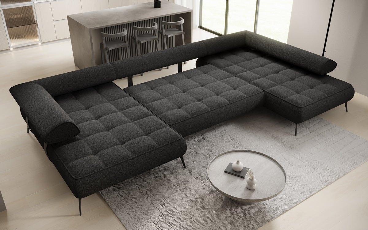 Designer U Sofa Sydney Bouclé with electric sleeping function