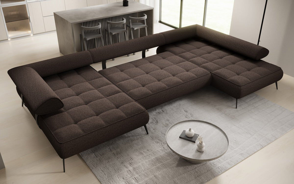 Designer U Sofa Sydney Bouclé with electric sleeping function