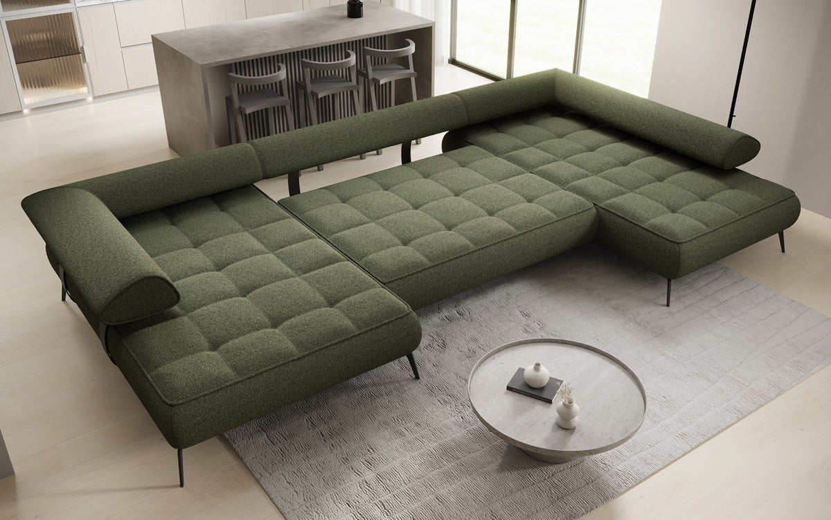 Designer U Sofa Sydney Bouclé mit elektrischer Schlaffunktion