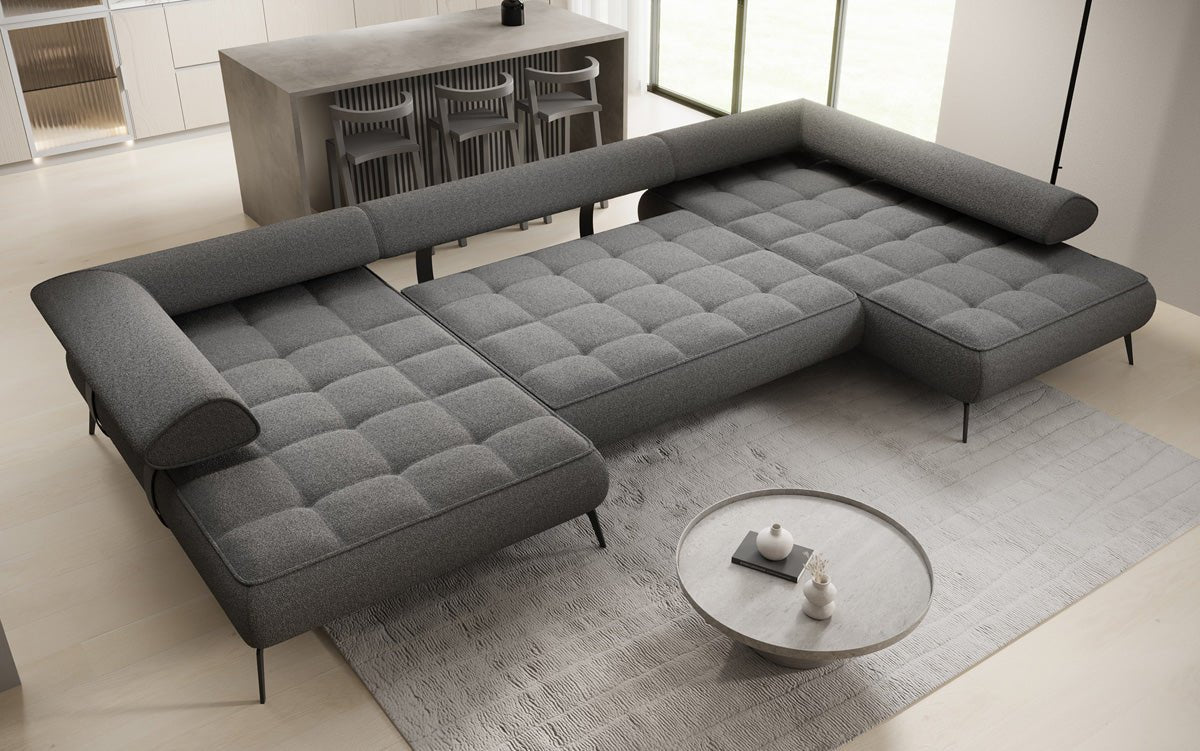 Designer U Sofa Sydney Bouclé with electric sleeping function