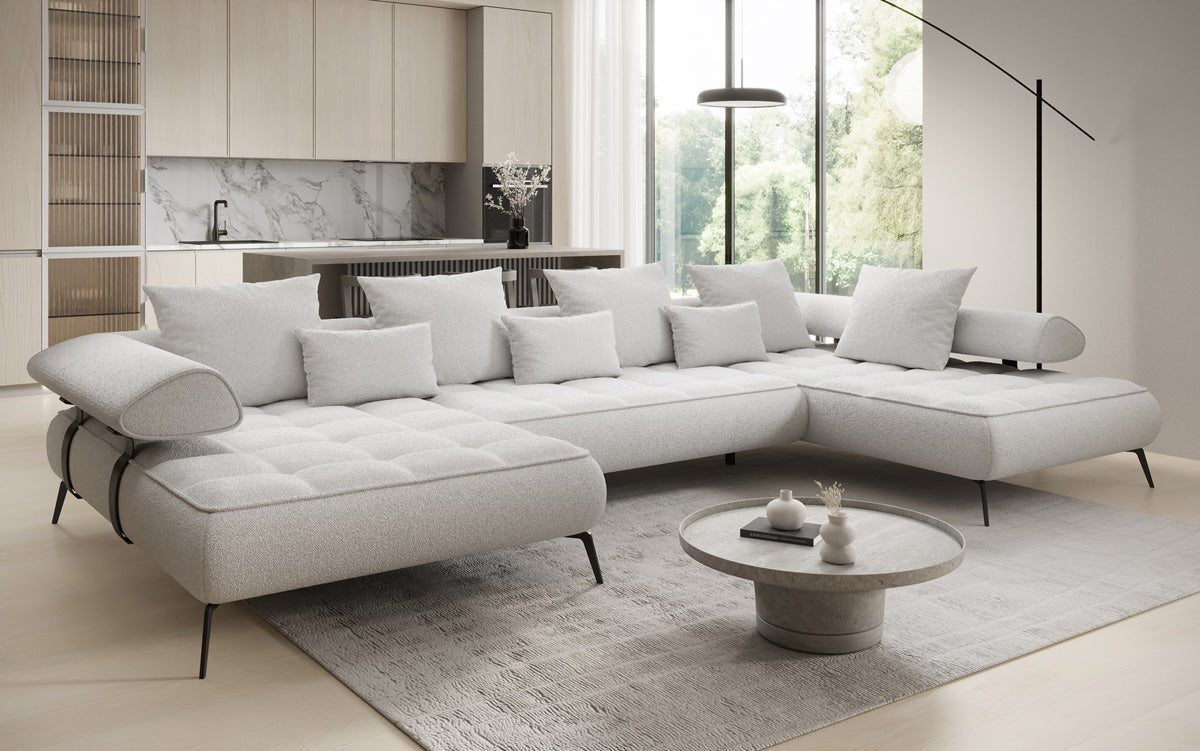 Designer U Sofa Sydney Bouclé with electric sleeping function