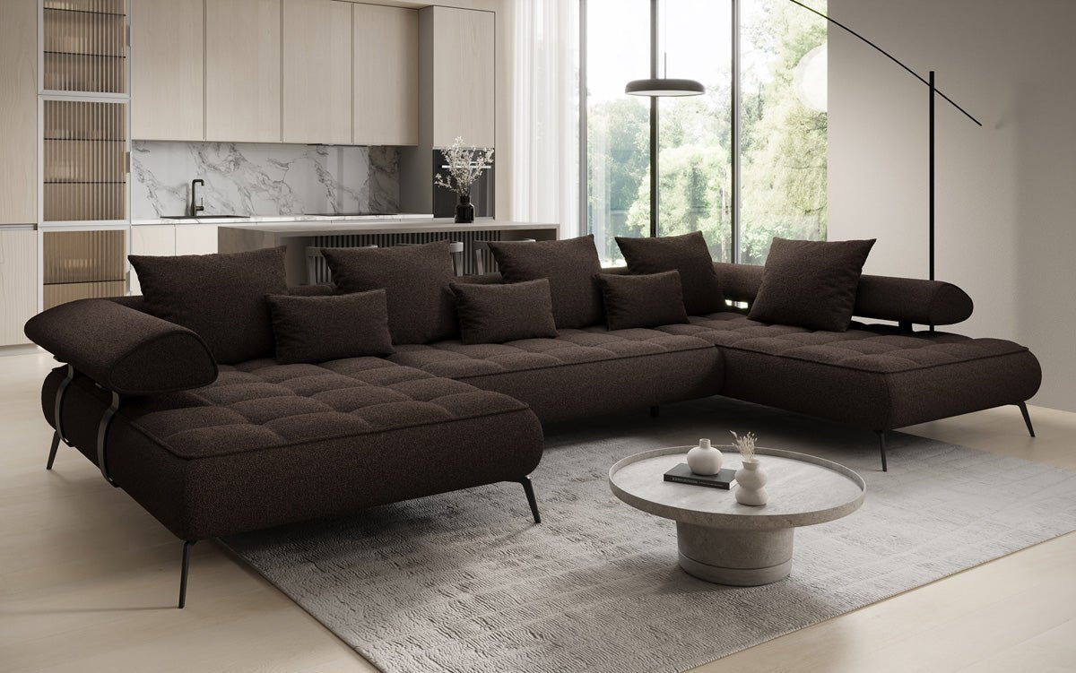 Designer U Sofa Sydney Bouclé with electric sleeping function