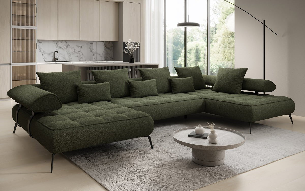 Designer U Sofa Sydney Bouclé with electric sleeping function