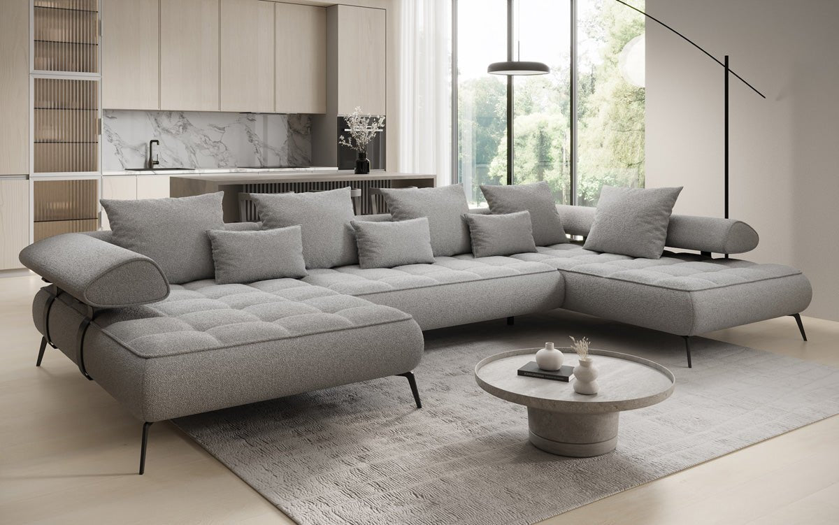 Designer U Sofa Sydney Bouclé with electric sleeping function