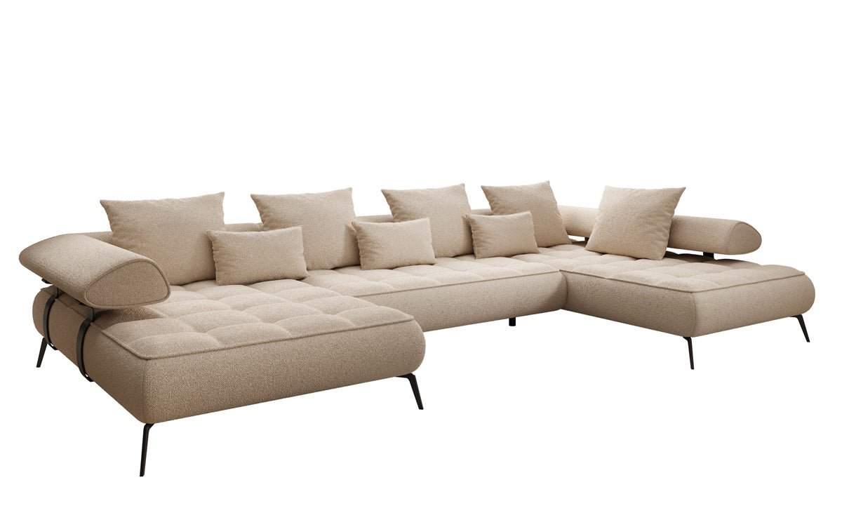 Designer U Sofa Sydney Bouclé with electric sleeping function