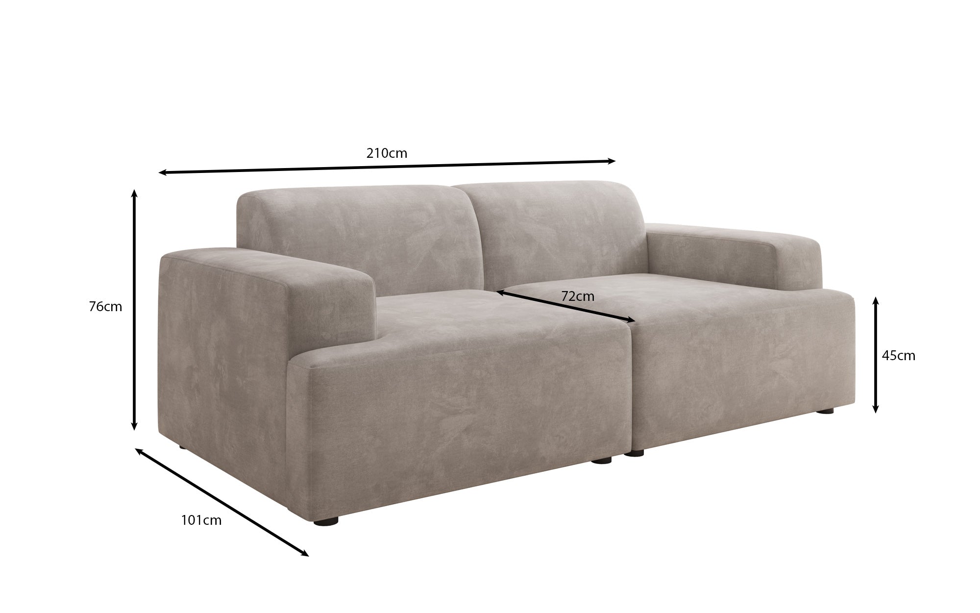 Designer 2 Sitzer Sofa Monza in Samt