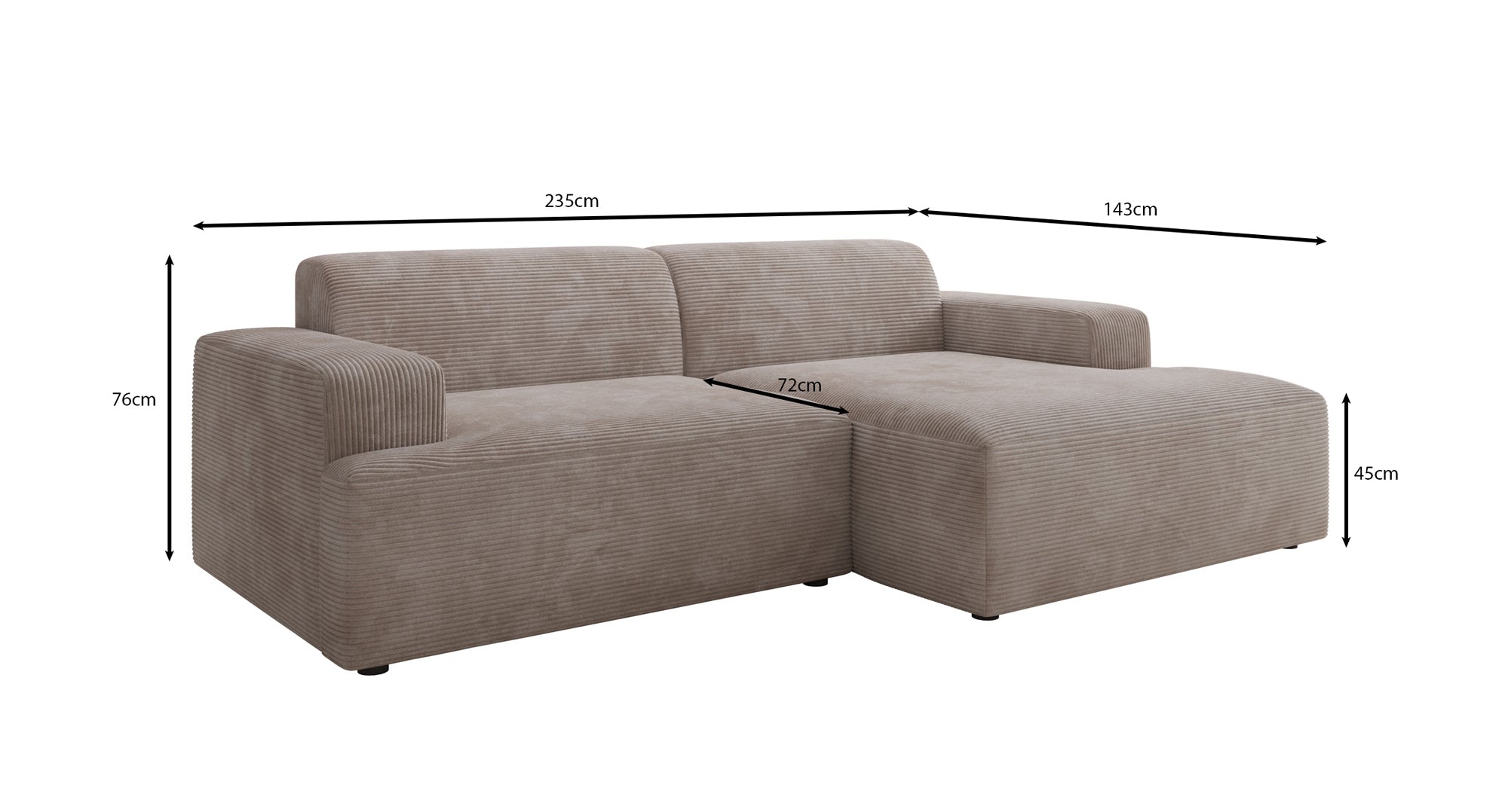 Designer Sofa Monza L in Cord