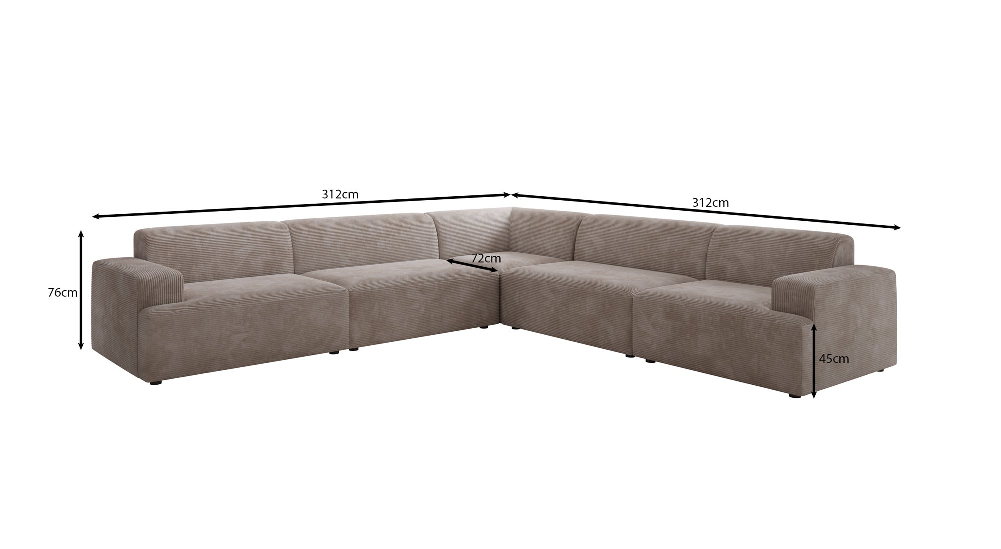 Designer Sofa Monza Wohnlandschaft L XXL in Cord