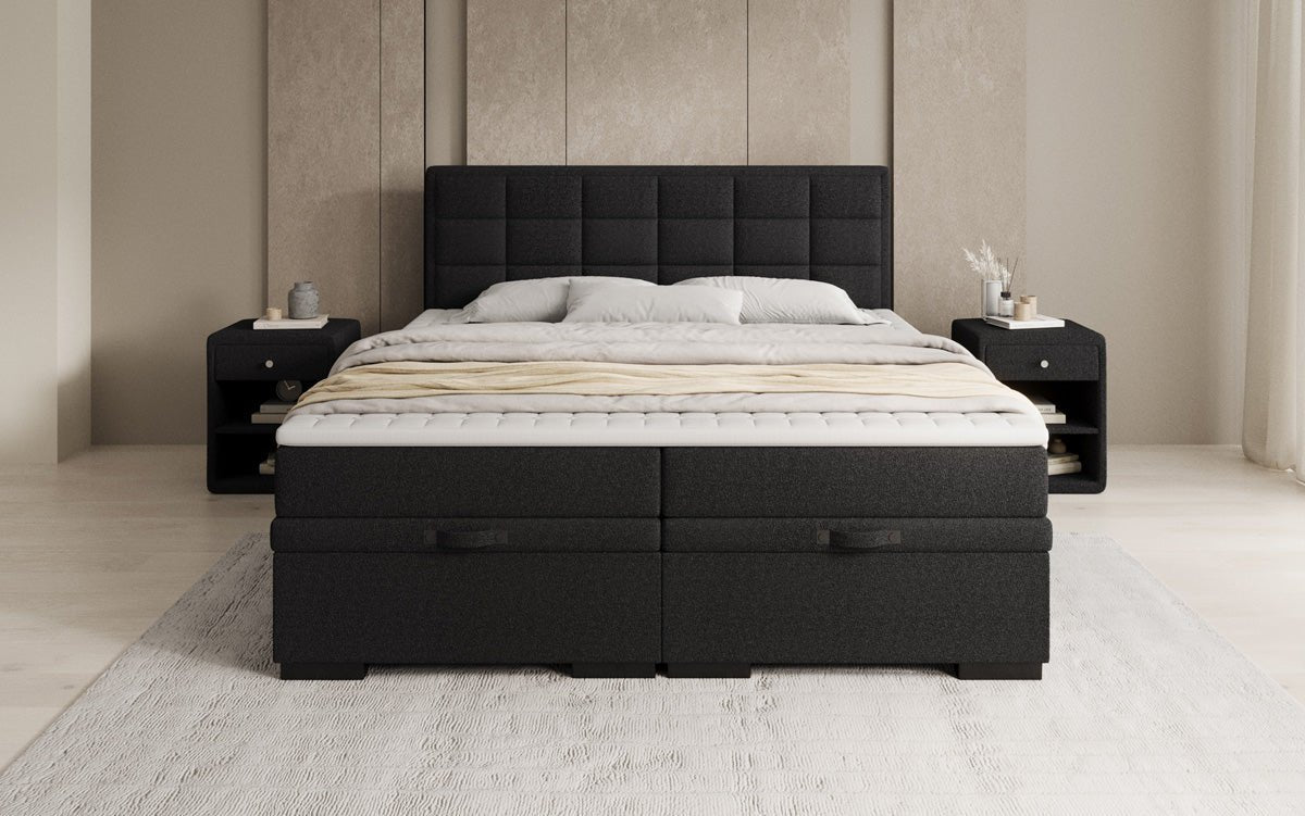 Boxspringbett Alessia mit Stauraum in Teddy Bouclé