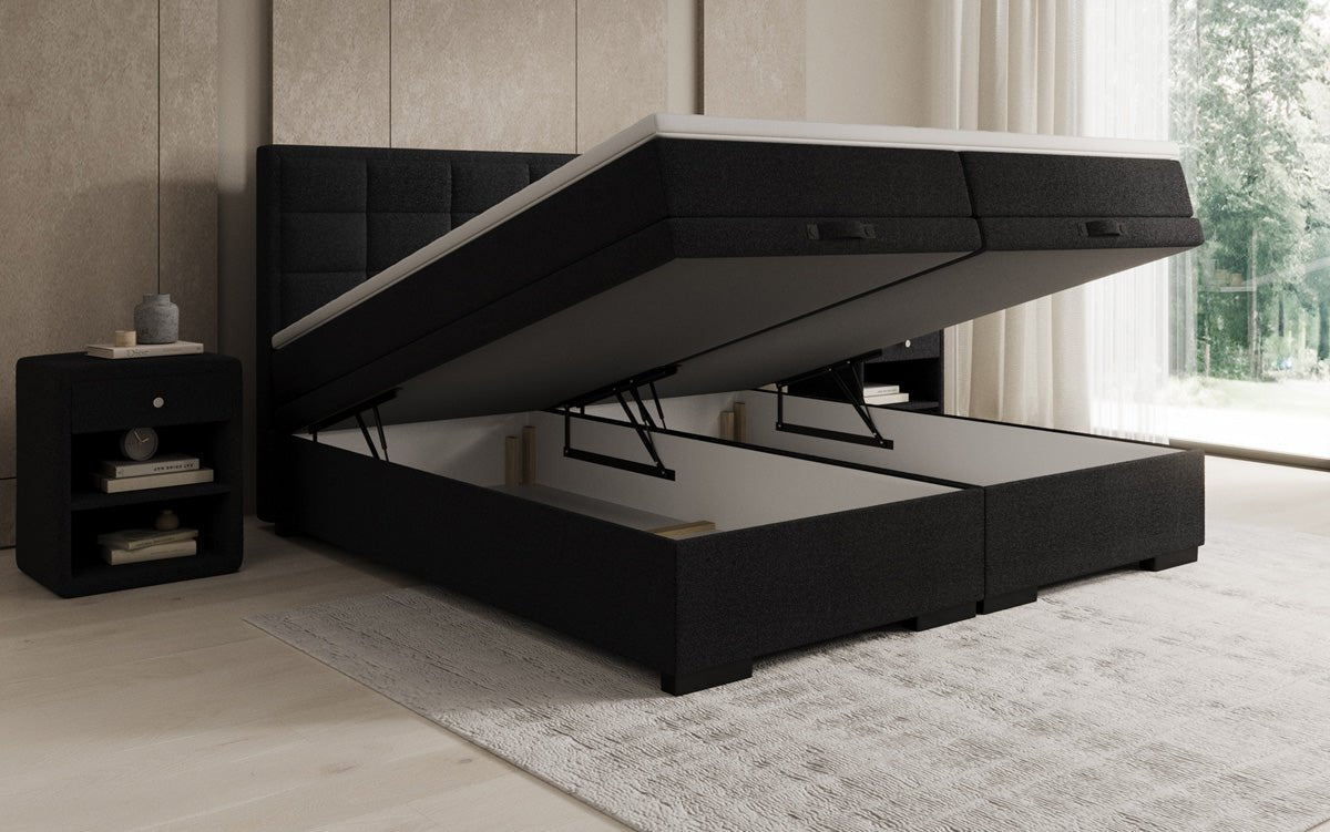 Boxspringbett Alessia mit Stauraum in Teddy Bouclé