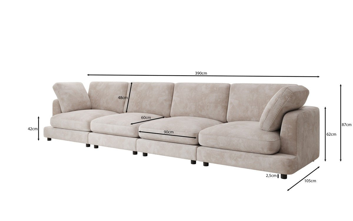 Designer 4 Sitzer Sofa Thalessa in Cord