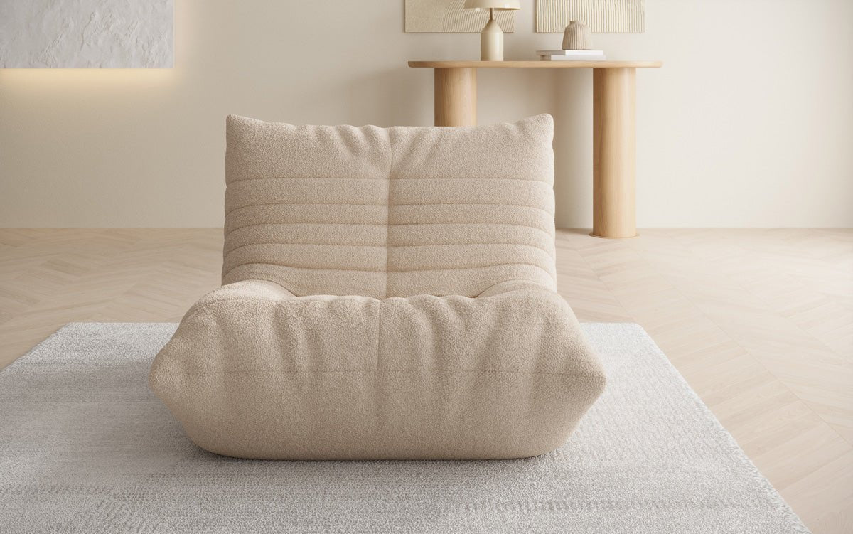 Designer Sofa-Sessel Calmo in Teddy Bouclé